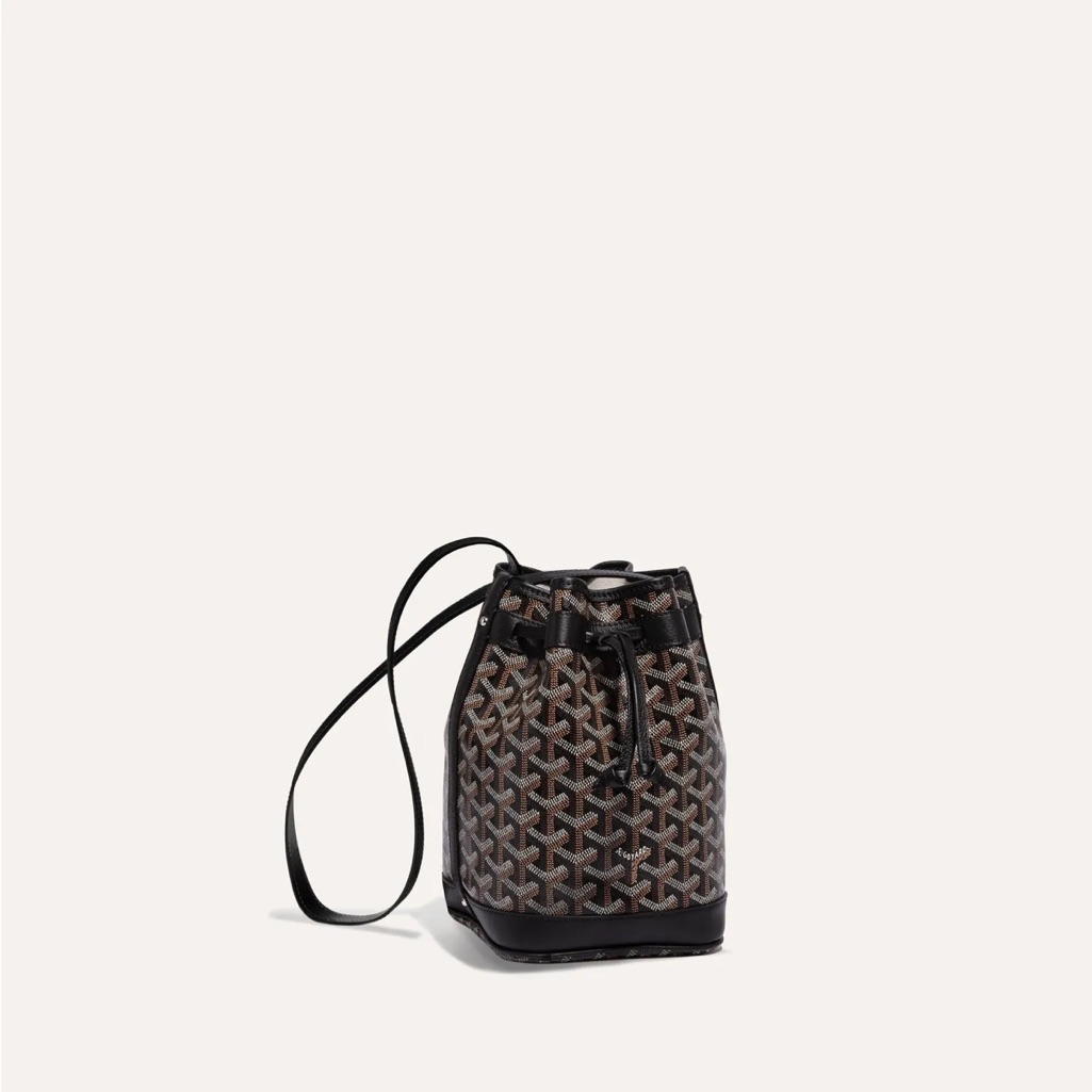New Authentic Goyard Black Petit Flot Bucket Bag Pm